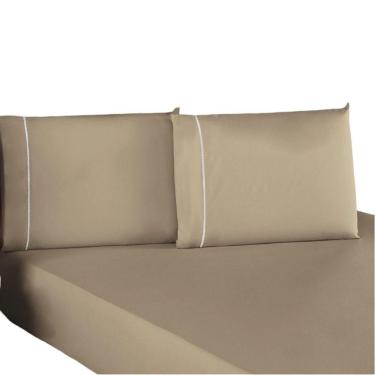 Imagem de Jogo De Lençol Casal Padrão Percal 200 Fios 100% Algodão 3 Peças - Caqui