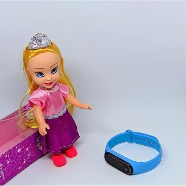 Imagem de Kit Relógio Infantil Digital Led Feminino Hora Calendario + Mini Boneca Princesa Disney Articulada Acessórios Coroa