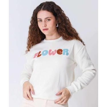 Imagem de Blusão Feminino Moletom Flanelado Marisa Off White-49075, Off white, P