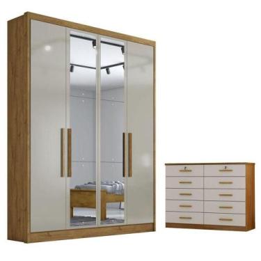 Imagem de Guarda Roupa Solteiro Sevilha Com Nicho E Espelho E Gaveteiro Milão Co