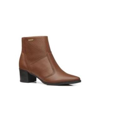 Imagem de Bota Coturno Feminina Pegada Couro Salto Baixo Cano Médio-Feminino