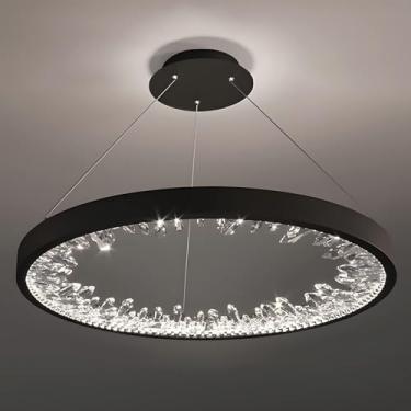 Imagem de 2 anel moderno lustre de cristal led luminárias de cristal lustres de teto de ouro pendurados lustre de pendente circular redonda circular para quarto para quarto de quarto sala de jantar da