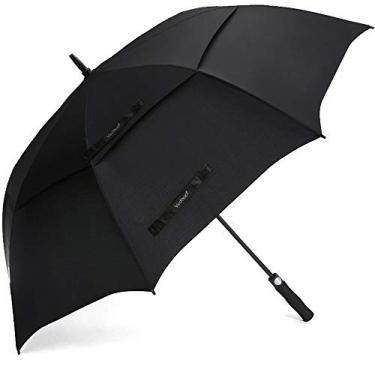 Imagem de Vedouci Guarda-chuva de golfe grande grande EUA com dossel duplo ventilado à prova de vento com revestimento de teflon, guarda-chuvas de golfe automático, preto opaco