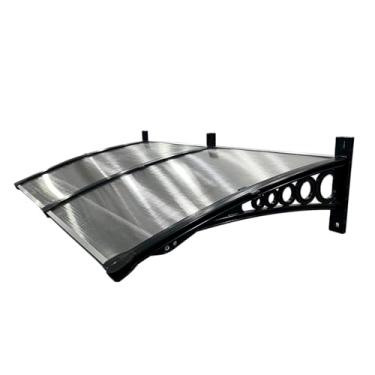 Imagem de Toldo Policarbonato 1,15x0,50m Cobertura para Portas e Janelas Imperial com Fita de Vedação Proteção Casa e Comércio com Filtros de Raios UV (TRANSPARENTE COM PRETO)