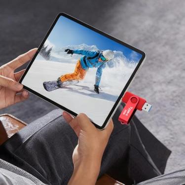 Imagem de Pen drive USB 3.0/USB-C 2 em 1 OTG giratório de 32 GB, pen drive, armazenamento de dados, pendrive, pen drive para smartphones/tablets/PC (vermelho)