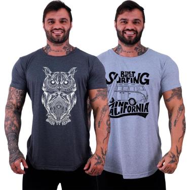 Imagem de Kit 2 Camiseta Longline Masculina MXD Conceito Básico Sport Fitness Silk Screen-Masculino