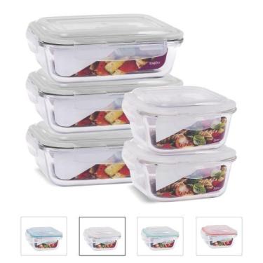 Imagem de 5 Potes Herméticos Marmita Vidro Vários Tamanhos 1040ml e 800ml - U4ho