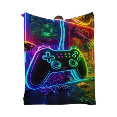 Imagem de Cobertor De Flanela Com Estampa De Gamepad Colorido Para Sofá, Soneca,