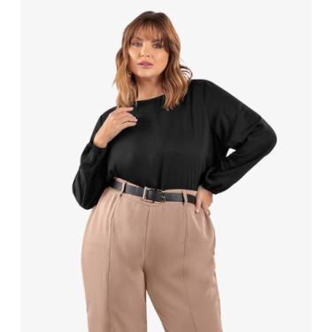 Imagem de Blusa Manga Longa Viscose Plus Size Secret Glam Preto, Plus G2, Preto