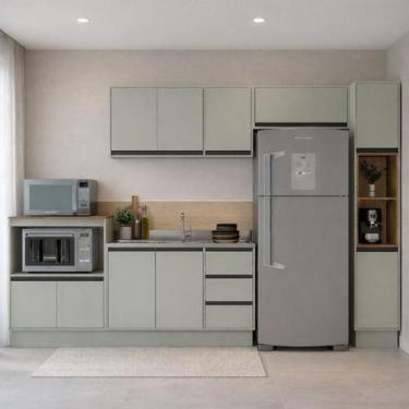 Imagem de Armário de Cozinha Completa 5 peças 317cm Koya Politorno Móveis, Verde