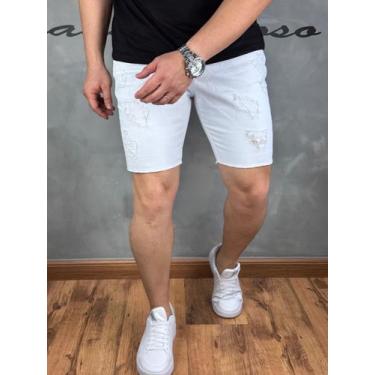 Imagem de Bermuda Branca Tradicional Masculina Com Algodão - JST Jeans, Destroye