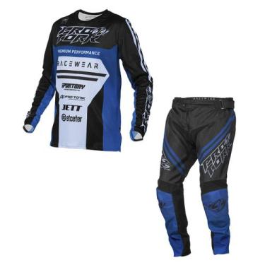 Imagem de Kit Motocross Adulto Pro Tork Brave Camisa + Calça, AZUL, M - 44