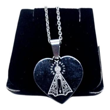 Imagem de Colar choker aço inox coração nossa senhora aparecida santa - ASA