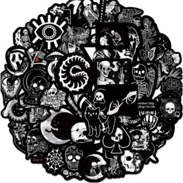 Imagem de 50 Adesivos Motocicleta Bike Hard Rock Gótico Preto Harley - BLACK SCA