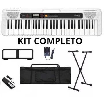 Imagem de Kit Teclado Musical Casio Cts 200 Branco PEDAL CAPA SUPORTE X
