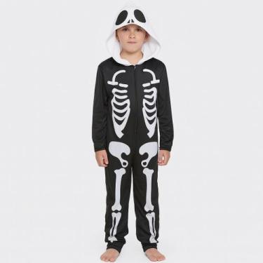 Imagem de Fantasia infantil esqueleto halloween - Cromus, Preto, P