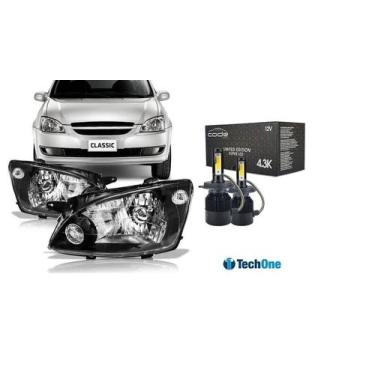 Imagem de Par farol gol parati saveiro g4 power mascara negra 6000k - BBS BIBAS 