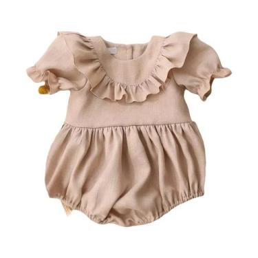 Imagem de Macacão De Verão Em Linho E Algodão Para Bebê Menina, Playsuit De Uma 