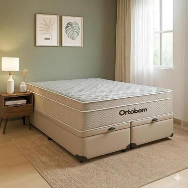 Imagem de Cama Box Baú Airtech Queen + Colchão de Molas Ensacadas - Ortobom - Sp
