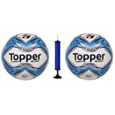 Imagem de Kit 2 Bola Campo Topper + Bomba De Ar, Azul