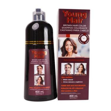 Imagem de Shampoo Tonalizante Castanho YoungHair Sem Amônia Cobre Fios Brancos 4