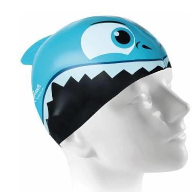 Imagem de Touca de Natação Infantil Speedo Shark - Azul e Preto