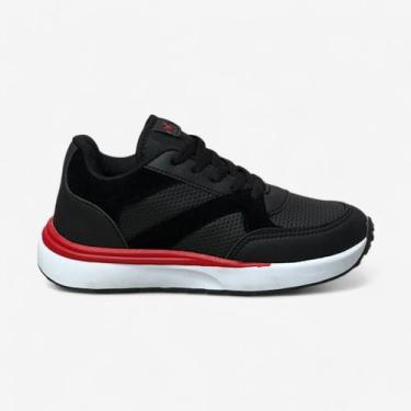 Imagem de Tênis Via Vip Masculino Infantil, Preto, Vermelho, 34