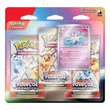 Imagem de Cartas Pokémon TCG Evolução Prismática Sylveon com 19 Unidades Copag