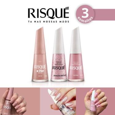 Imagem de Kit 6 Esmalte Risqué Cremoso Tons Rosas e Marrom nude Esmaltes Atacado