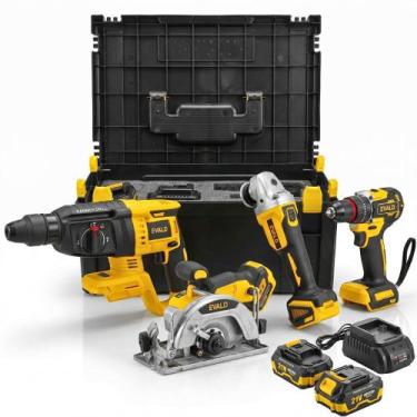 Imagem de Kit Ferramentas 21V Brushless c/ Furadeira Impacto, Esmerilhadeira, Ma