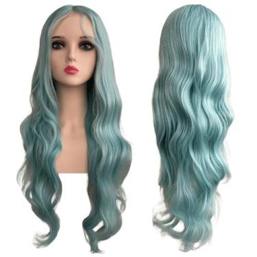 Imagem de Peruca Mini Lace Meio Lisa Ondulada Futura Azul Claro Bebê - LIONSWIG