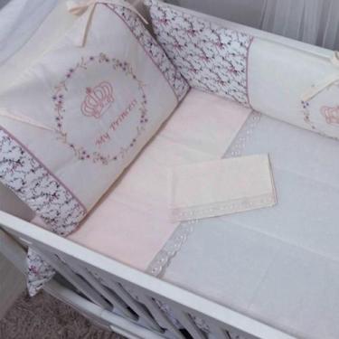 Imagem de Kit Berço bordado 09 peças Lune baby my príncess bege - Paulinha Baby