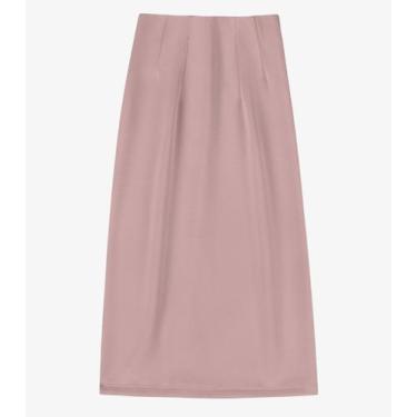 Imagem de Saia Midi Feminina Em Malha Omotion Com Pence Veev Rosa, M, Rosa