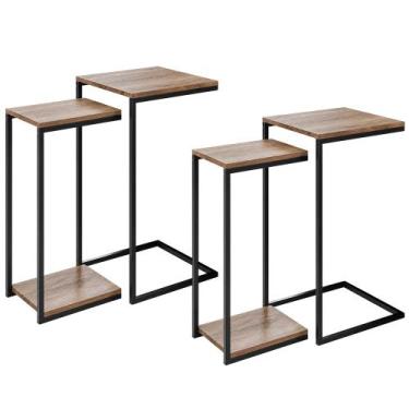 Imagem de 02 Conjuntos de Mesas Laterais Decorativas Industrial D01 Design Demol