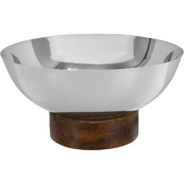 Imagem de Centro Mesa Fruteira Pe em Madeira HomeCo Inox 14x27 Prata - HOME&CO