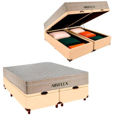 Imagem de Kit Box Bau Blindado e Colchão Molas Ensacadas Queen Airflex Begetiza