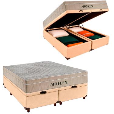 Imagem de Kit Box Bau Blindado e Colchão Molas Ensacadas Queen Airflex Perola
