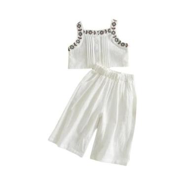 Imagem de Conjunto Casual De Verão Para Meninas 2 Peças Com Bordado, Top De Alça