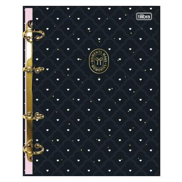 Imagem de Fichário Caderno Argolado Tilibra West Village 80 Folhas Pautadas com Bolsa Plástica e 6 Divisórias Preto