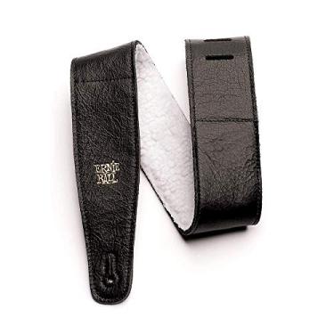 Imagem de Ernie Ball Italian Leather with Fur Padding Guitar Strap, Black (P04137)