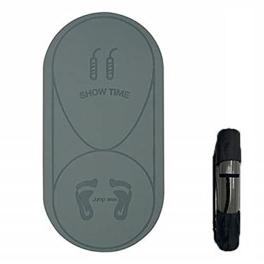 Imagem de Tapete de corda para pular com amortecimento para exercícios mudo, tapete de ioga, isolamento sonoro e absorção de choque, placa de alta densidade com bolsa de armazenamento, cinza