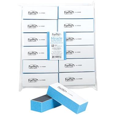 Imagem de ForPro Miracle Buff & Shine - Cinza 400/Branco 4000 Grit - Doze (12) Polidoras de manicure e pedicure de dupla face - 2,5 cm A x 3,5 cm L x 9,5 cm C