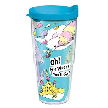 Imagem de Tervis Feito nos EUA com parede dupla Dr. Seuss - Oh The Places You'll Go Copo isolado mantém bebidas frias e quentes, 700 ml, transparente