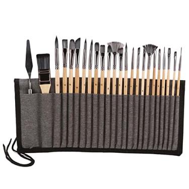 Imagem de Conjunto de pincéis de 24 peças inclui estojo de transporte, pincéis de premium para pintura a, e guache, para crianças e adultos