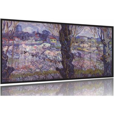 Imagem de Quadro Van Gogh Vista Em Arles Pomar Em Flor 130x60 Moldura Preta 2x2