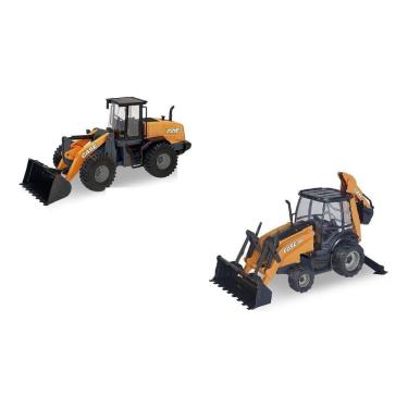 Imagem de Kit Infantil Carregadeira Retroescavadeira Case  721e 580n
