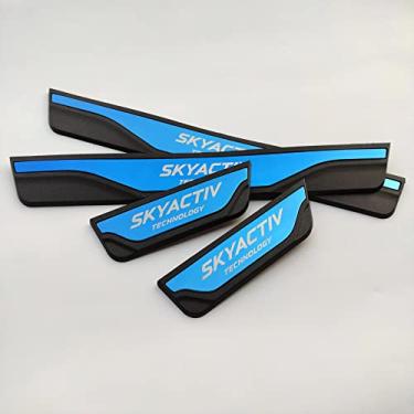 Imagem de GZBFTDH Proteção de Peitoril Soleira da Porta, para Mazda 3 6 CX-30 CX-5 Carro Acessórios, Aço Inoxidável Kick Plate Guard de Pedal de Limiar Protetor, Peças para Automóveis