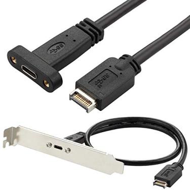 Imagem de ULANSEN Cabo de extensão USB 3.1 tipo E PCI-E para USB 3.1 tipo C fêmea geração 2 com suporte de perfil
