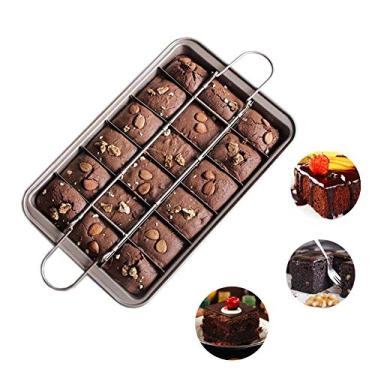 Imagem de ROARINGWILD Assadeira Brownie Copper Pan com Fatiador Embutido Bolo Muffin Pan Iniciantes e Amantes de Bolos