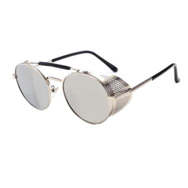 Imagem de Óculos de sol vintage steampunk masculino design redondo óculos de sol vapor punk metal para mulheres uv400 gafas de sol, 6, china